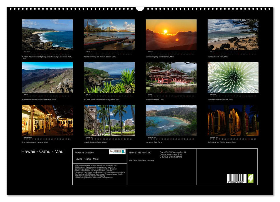 Hawaii - Oahu - Maui (CALVENDO Wandkalender 2026)