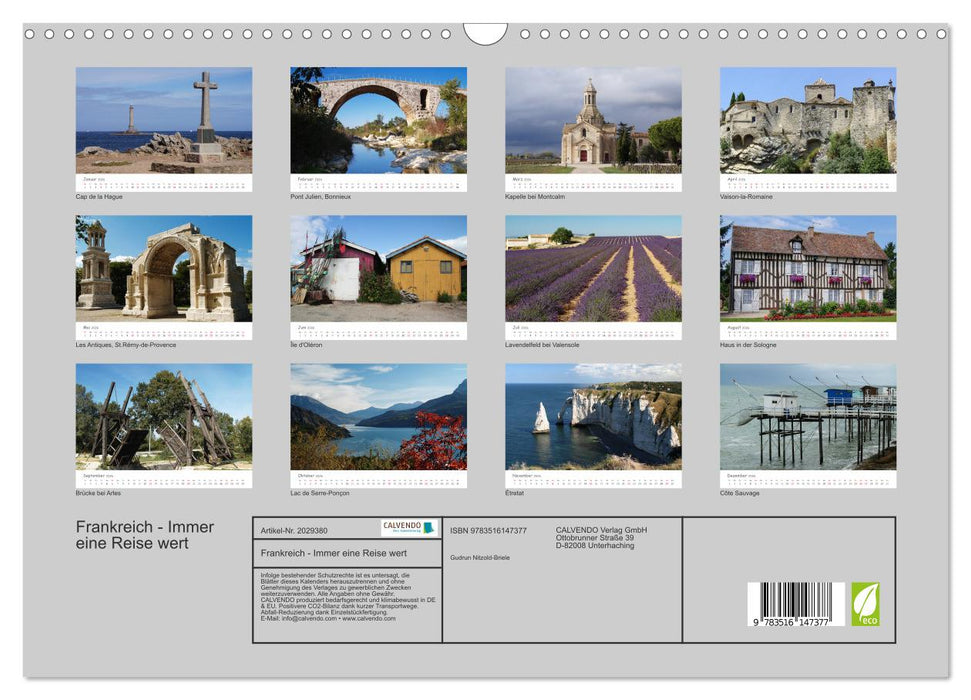 Frankreich - Immer eine Reise wert (CALVENDO Wandkalender 2026)
