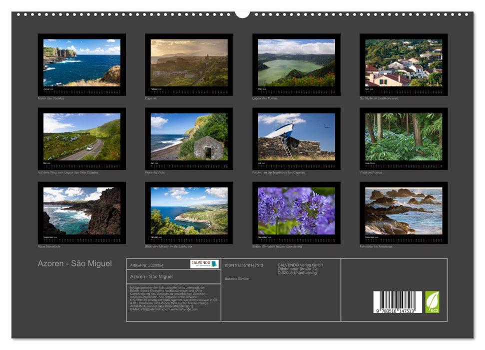 Azoren - São Miguel (CALVENDO Premium Wandkalender 2026)