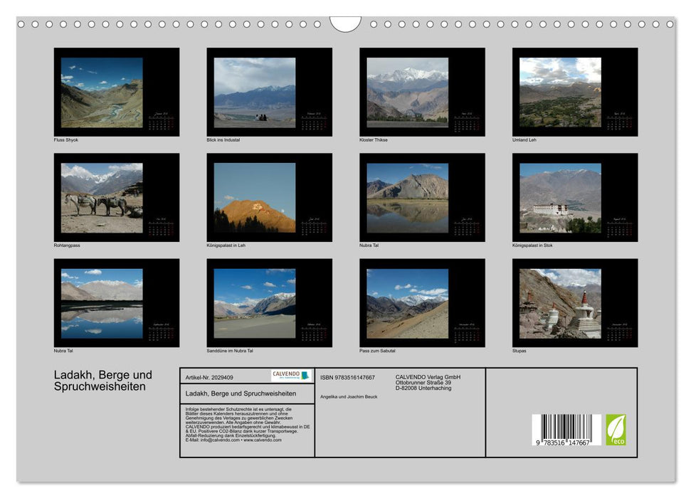 Ladakh, Berge und Spruchweisheiten (CALVENDO Wandkalender 2026)