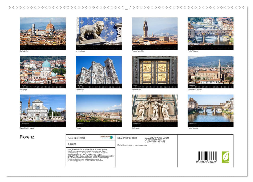 Florenz (CALVENDO Premium Wandkalender 2026)