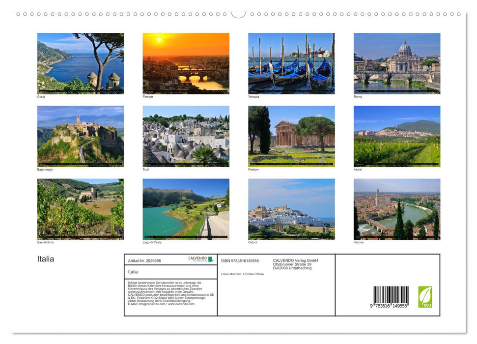 Italia (CALVENDO Premium Wandkalender 2026)
