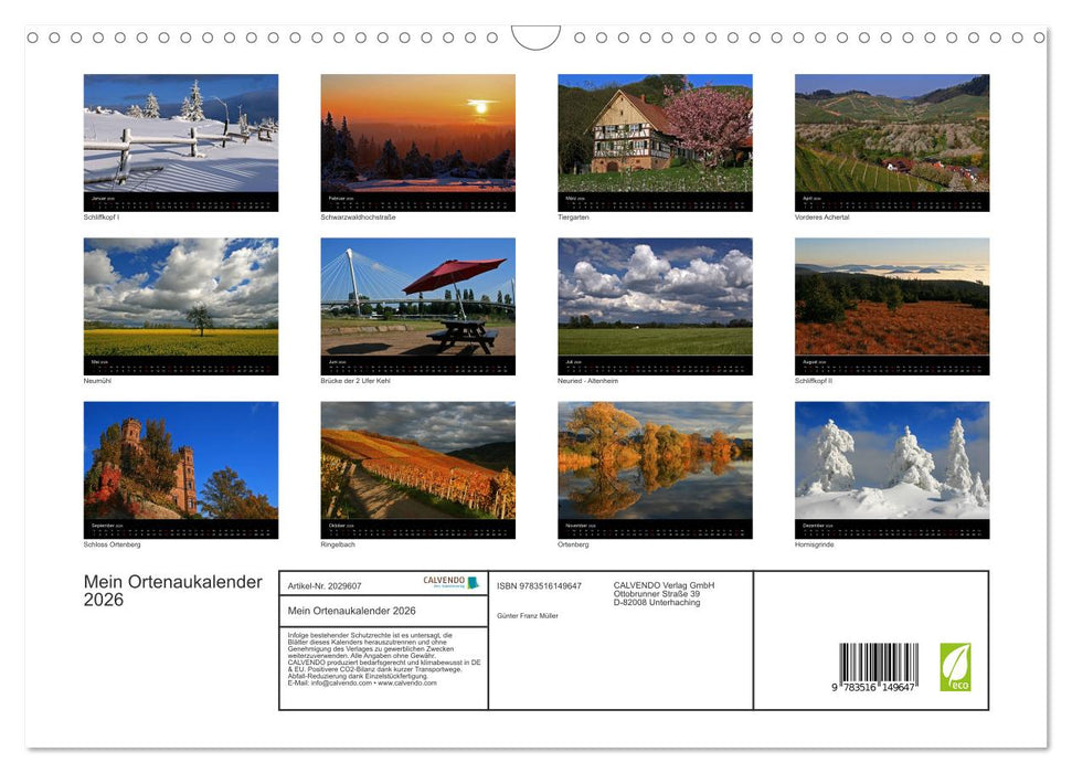 Mein Ortenaukalender 2026 (CALVENDO Wandkalender 2026)
