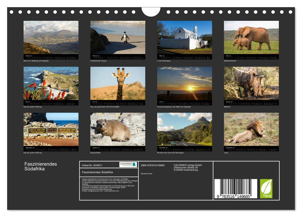 Faszinierendes Südafrika (CALVENDO Wandkalender 2026)