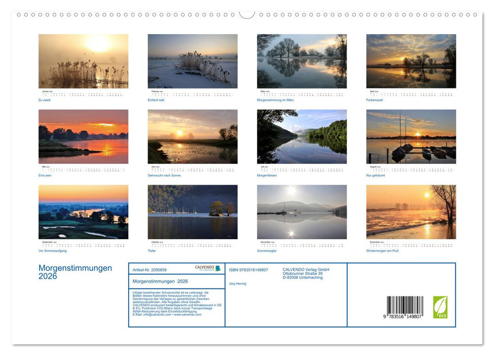 Morgenstimmungen 2026 (CALVENDO Premium Wandkalender 2026)