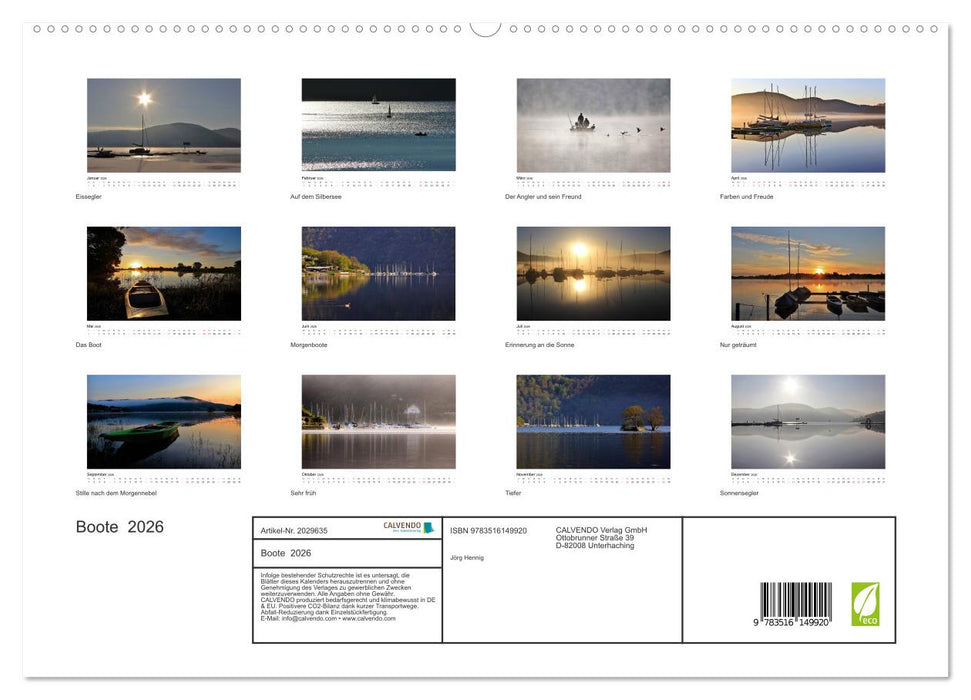 Boote 2026 (CALVENDO Premium Wandkalender 2026)