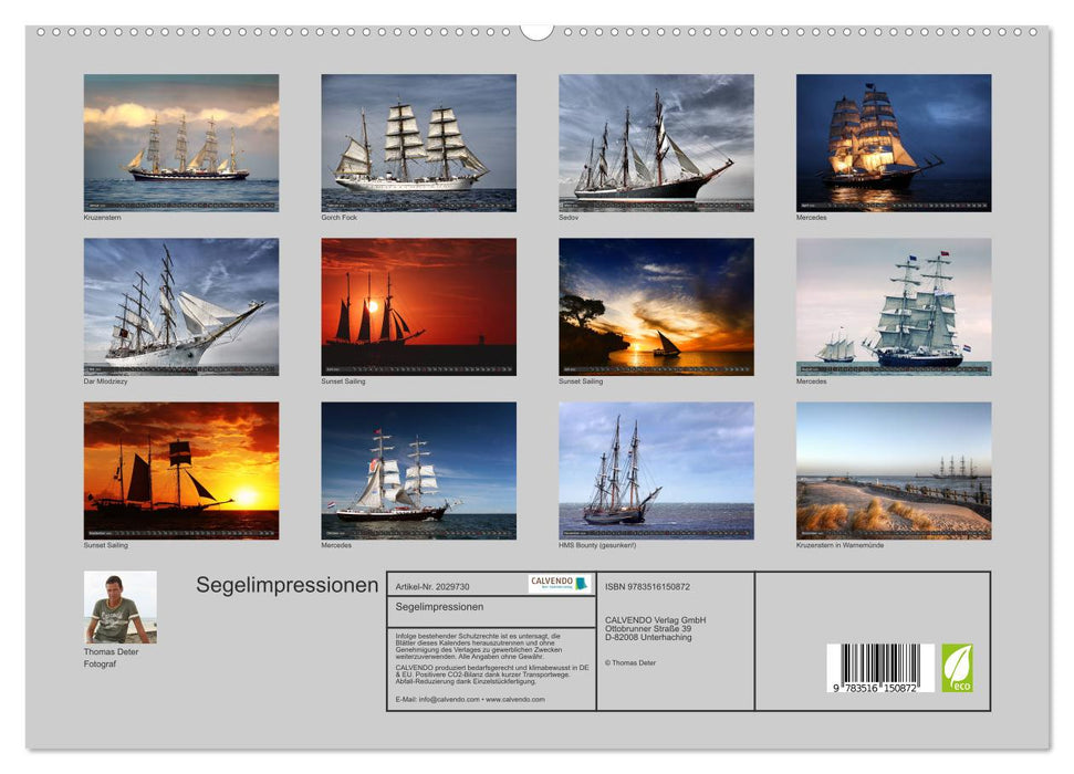 Segelimpressionen (CALVENDO Premium Wandkalender 2026)