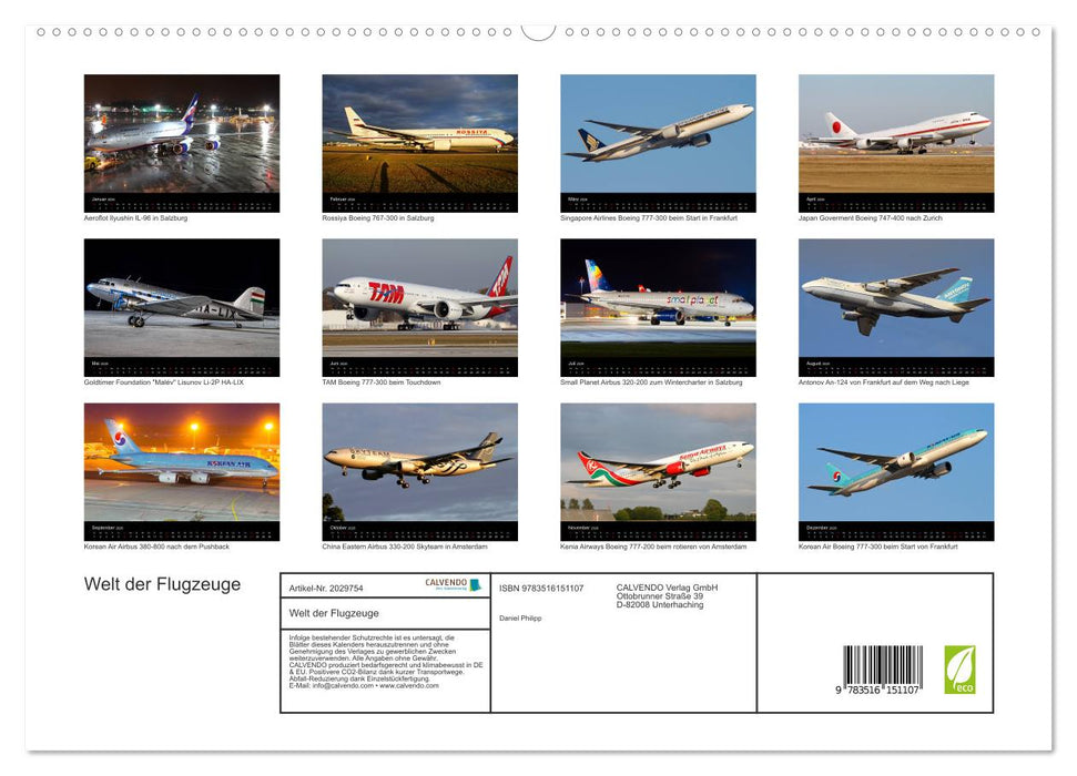 Welt der Flugzeuge (CALVENDO Premium Wandkalender 2026)