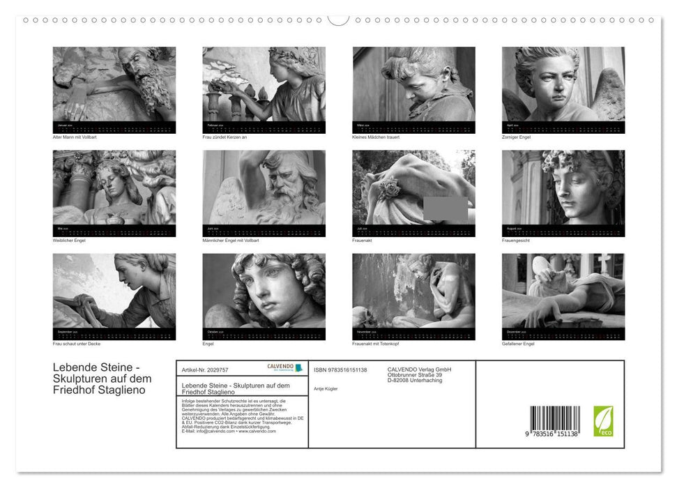 Lebende Steine - Skulpturen auf dem Friedhof Staglieno (CALVENDO Premium Wandkalender 2026)