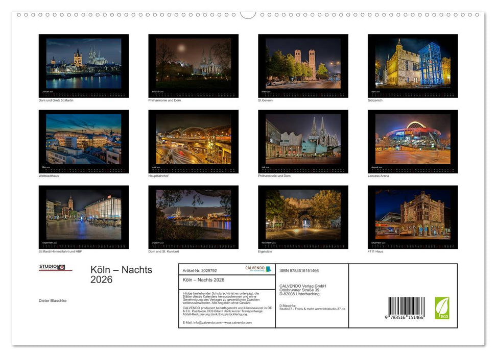 Köln – Nachts 2026 (CALVENDO Premium Wandkalender 2026)