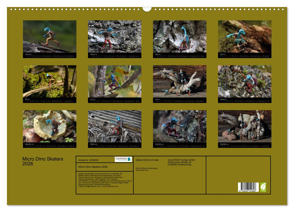 Micro Dino Skaters 2026 (CALVENDO Wandkalender 2026)