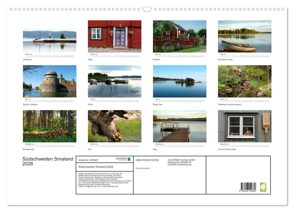 Südschweden Smaland 2026 (CALVENDO Wandkalender 2026)