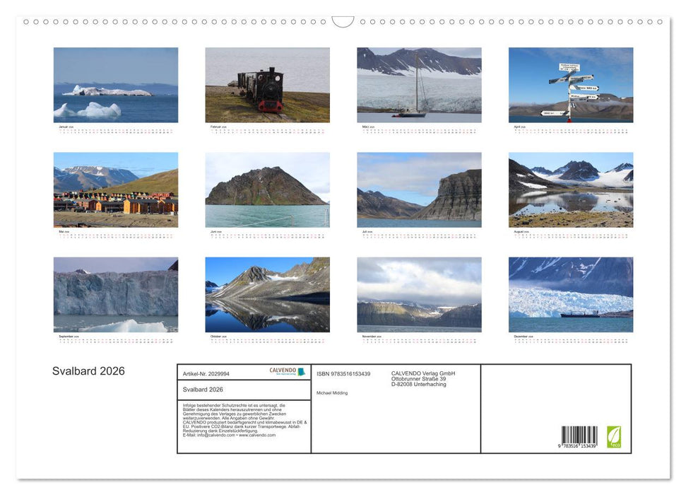 Svalbard 2026 (CALVENDO Wandkalender 2026)