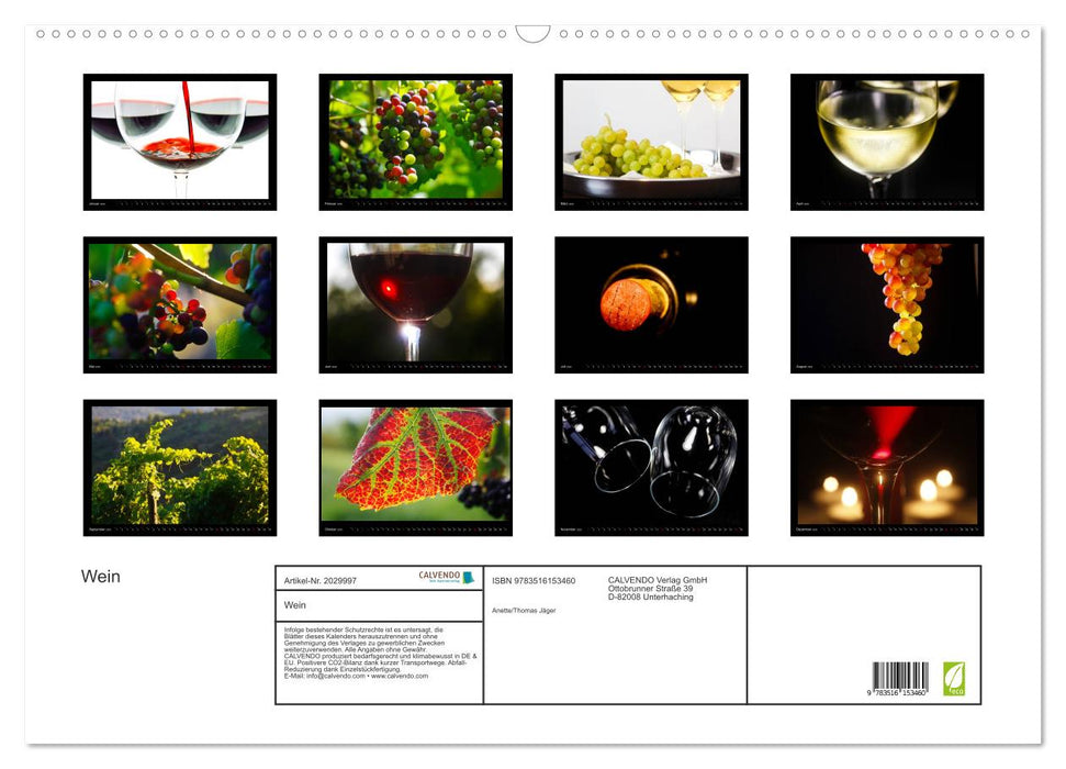 Wein (CALVENDO Wandkalender 2026)