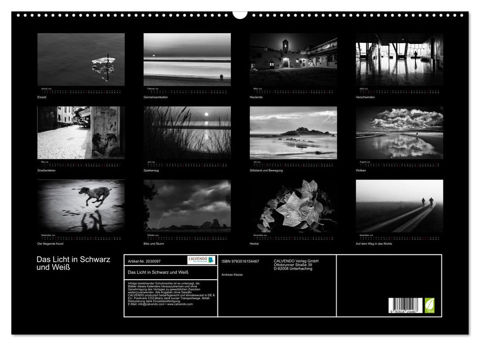 Das Licht in Schwarz und Weiß (CALVENDO Wandkalender 2026)