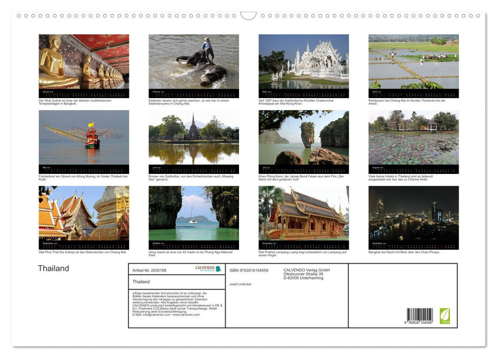 Thailand (CALVENDO Wandkalender 2026)