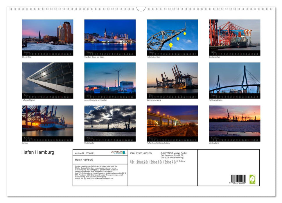 Hafen Hamburg (CALVENDO Wandkalender 2026)