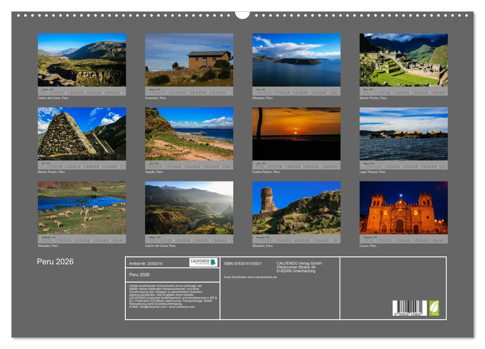 Peru 2026 (CALVENDO Wandkalender 2026)