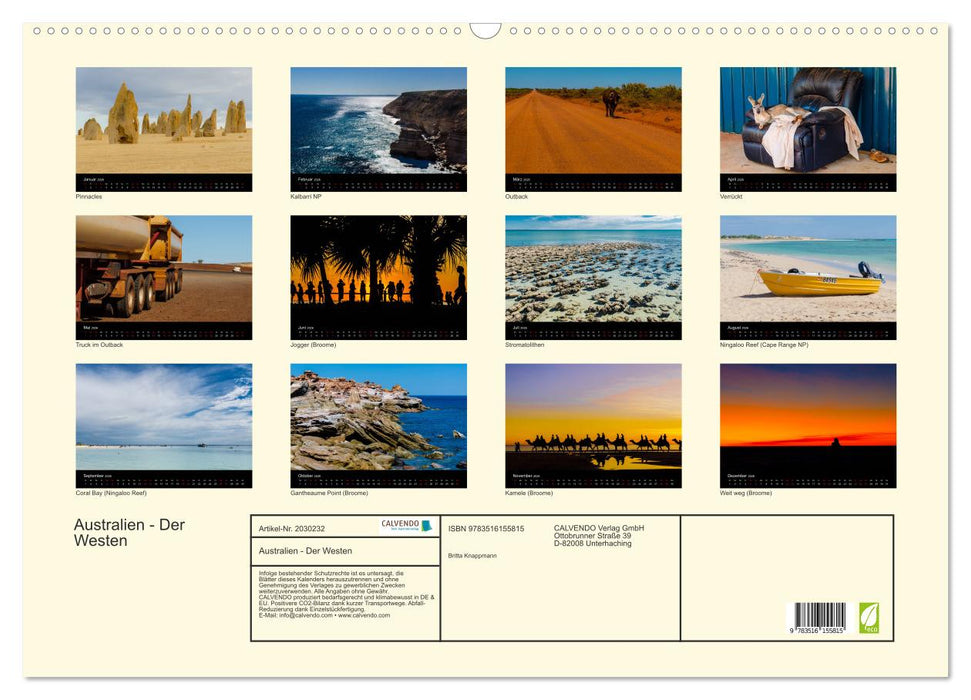 Australien - Der Westen (CALVENDO Wandkalender 2026)