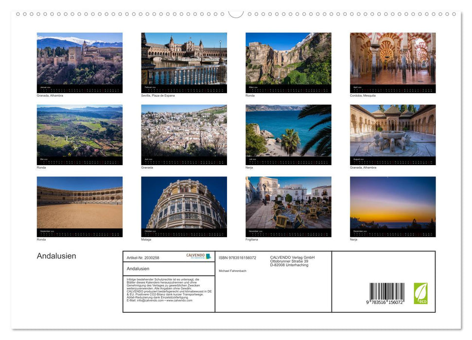 Andalusien (CALVENDO Premium Wandkalender 2026)