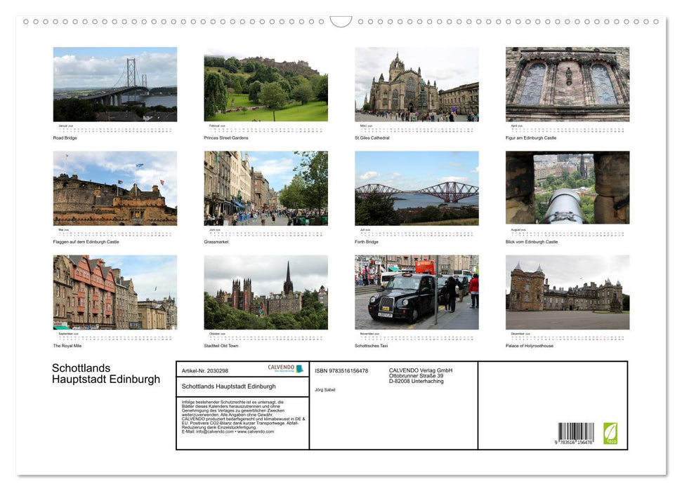 Schottlands Hauptstadt Edinburgh (CALVENDO Wandkalender 2026)