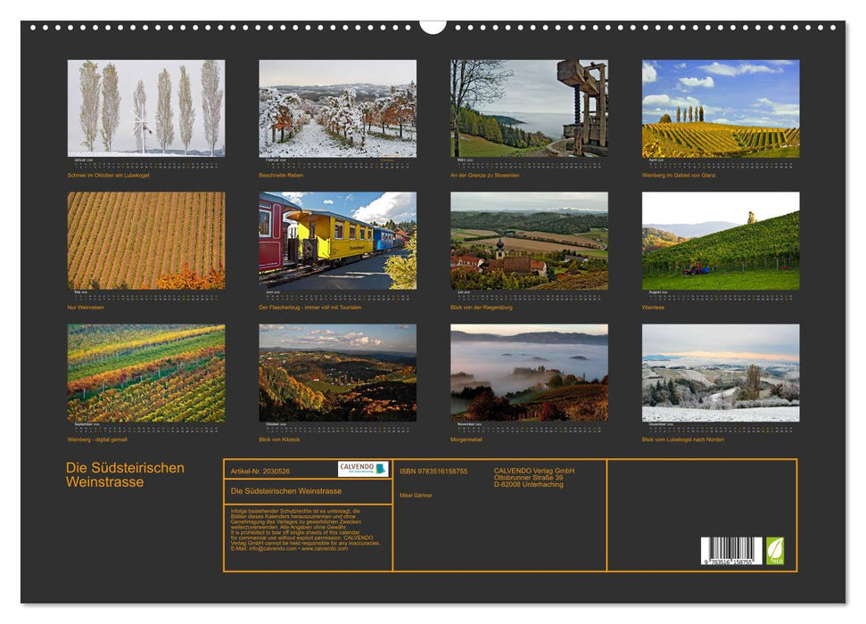 Die Südsteirischen Weinstrasse (CALVENDO Wandkalender 2026)