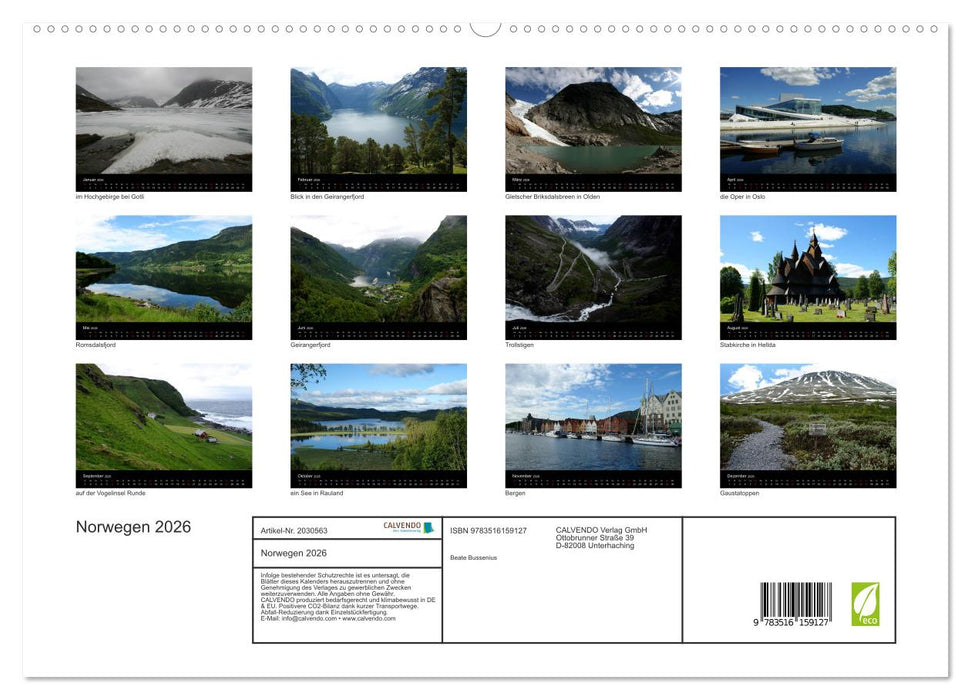 Norwegen 2026 (CALVENDO Premium Wandkalender 2026)