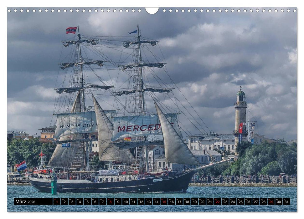 Segelschiffe vor Warnemünde (CALVENDO Wandkalender 2026)
