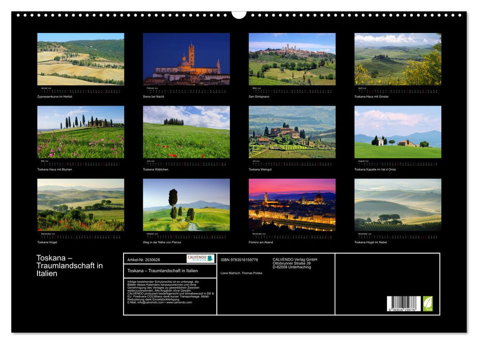 Toskana – Traumlandschaft in Italien (CALVENDO Wandkalender 2026)