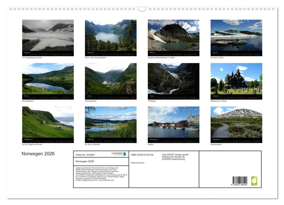Norwegen 2026 (CALVENDO Wandkalender 2026)