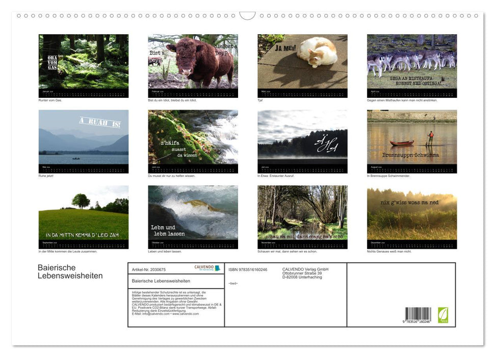 Baierische Lebensweisheiten (CALVENDO Wandkalender 2026)