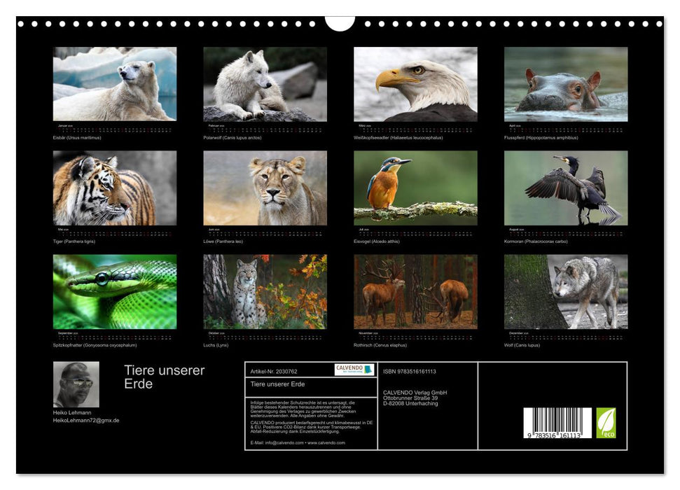 Tiere unserer Erde (CALVENDO Wandkalender 2026)