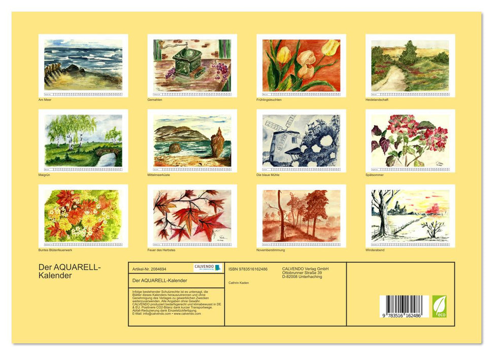 Der AQUARELL-Kalender (CALVENDO Wandkalender 2026)