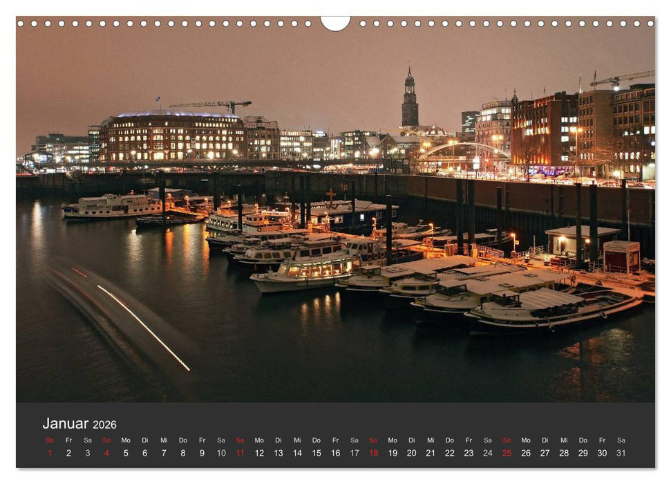 Hamburger Hafen bei Nacht (CALVENDO Wandkalender 2026)