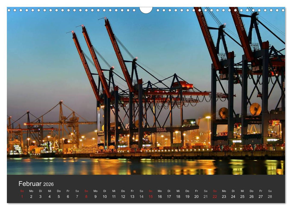 Hamburger Hafen bei Nacht (CALVENDO Wandkalender 2026)