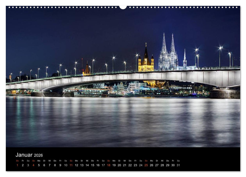 köln dunkel bunt - Die Stadt in anderem Licht! (CALVENDO Premium Wandkalender 2026)