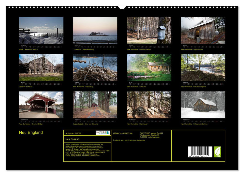 Neu England (CALVENDO Premium Wandkalender 2026)