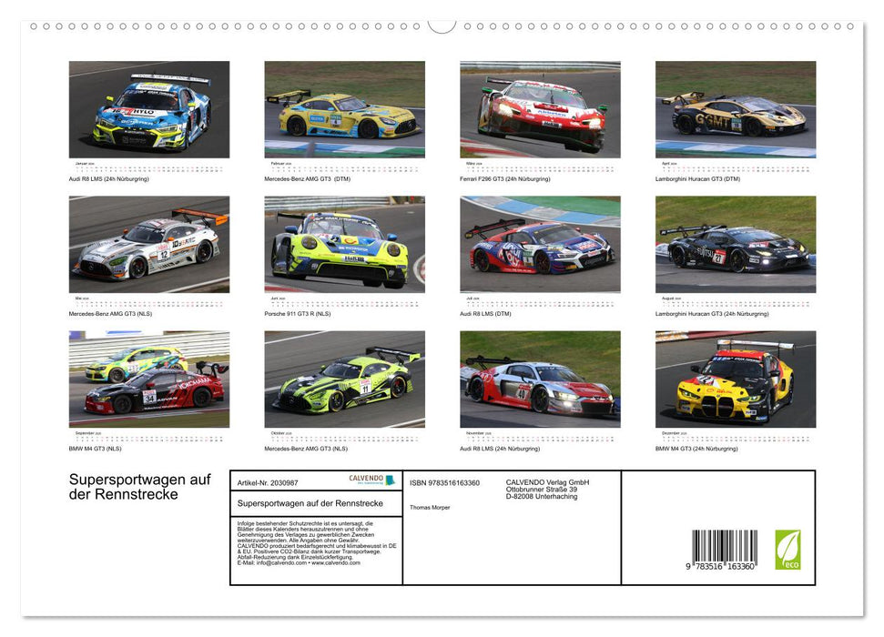 Supersportwagen auf der Rennstrecke (CALVENDO Premium Wandkalender 2026)