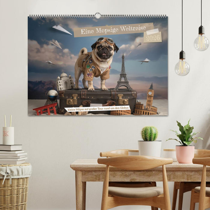 Eine Mopsige Weltreise (CALVENDO Wandkalender 2026)