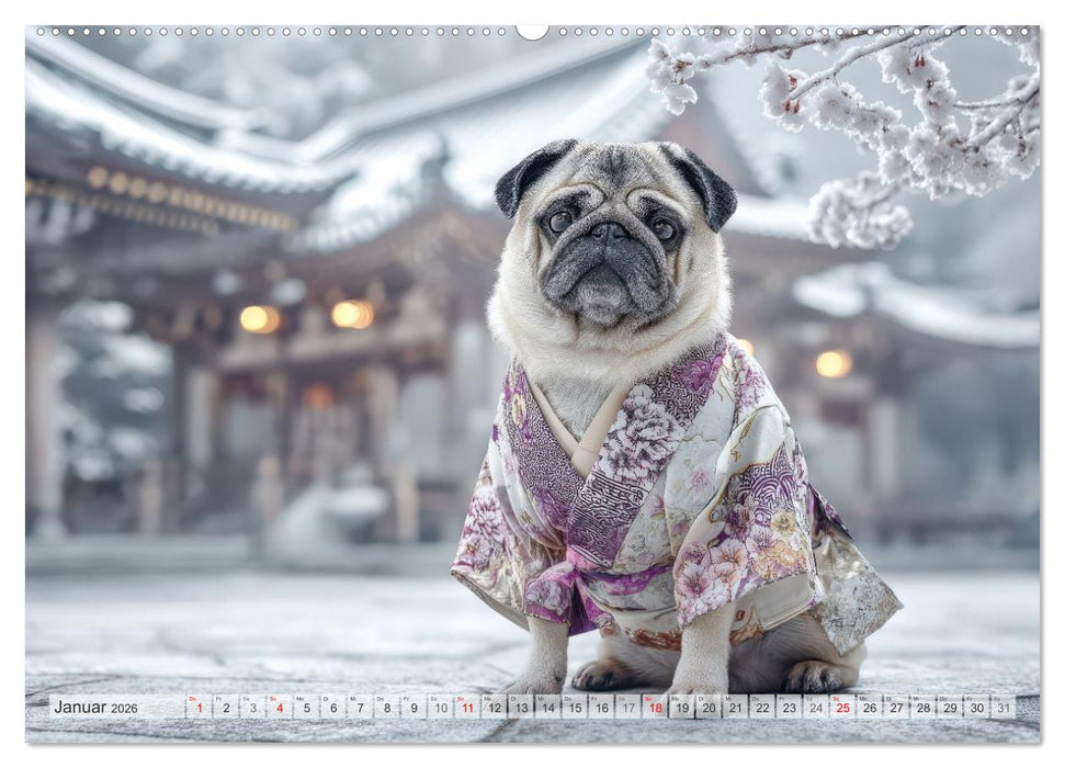 Eine Mopsige Weltreise (CALVENDO Wandkalender 2026)