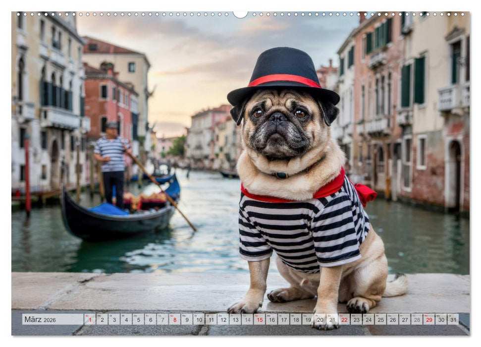 Eine Mopsige Weltreise (CALVENDO Wandkalender 2026)