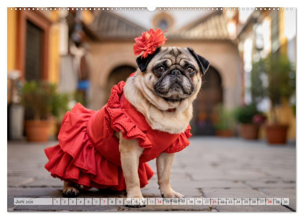 Eine Mopsige Weltreise (CALVENDO Wandkalender 2026)