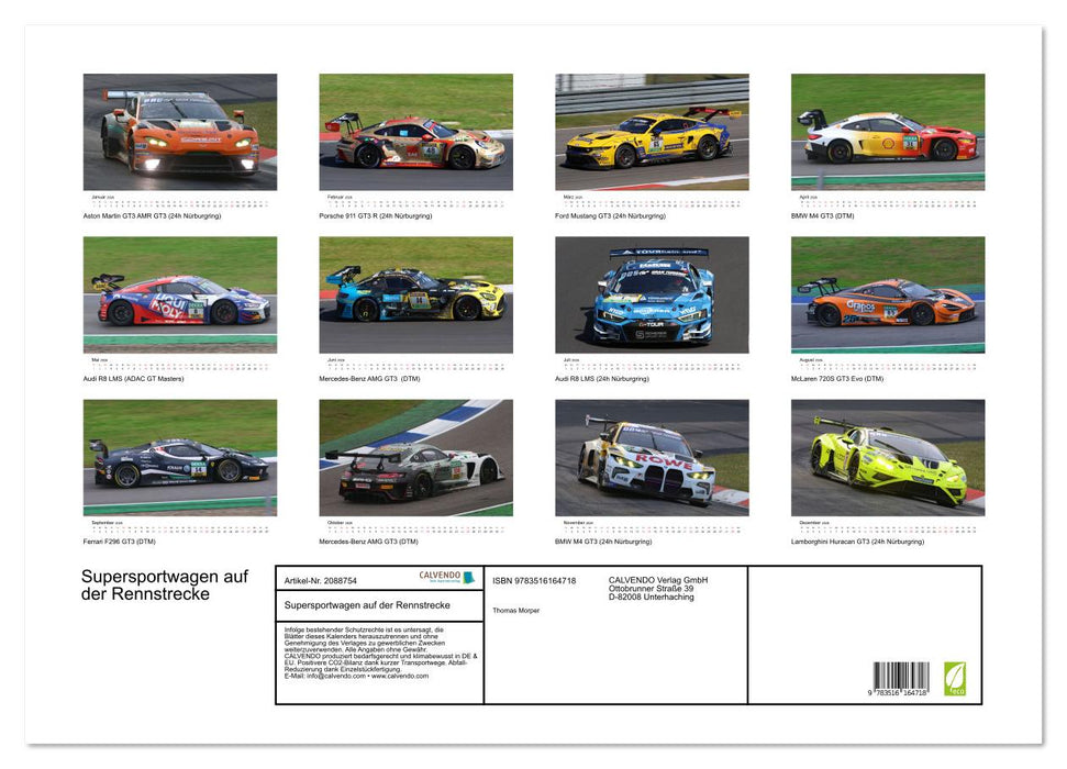 Supersportwagen auf der Rennstrecke (CALVENDO Wandkalender 2026)