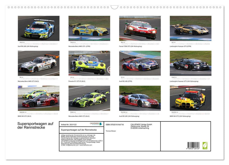 Supersportwagen auf der Rennstrecke (CALVENDO Wandkalender 2026)