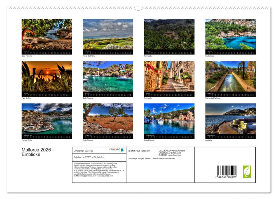 Mallorca 2026 - Einblicke (CALVENDO Premium Wandkalender 2026)
