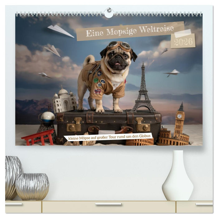 Eine Mopsige Weltreise (CALVENDO Premium Wandkalender 2026)