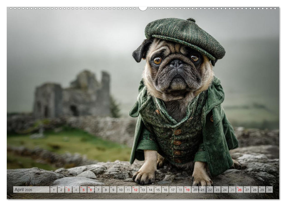 Eine Mopsige Weltreise (CALVENDO Premium Wandkalender 2026)