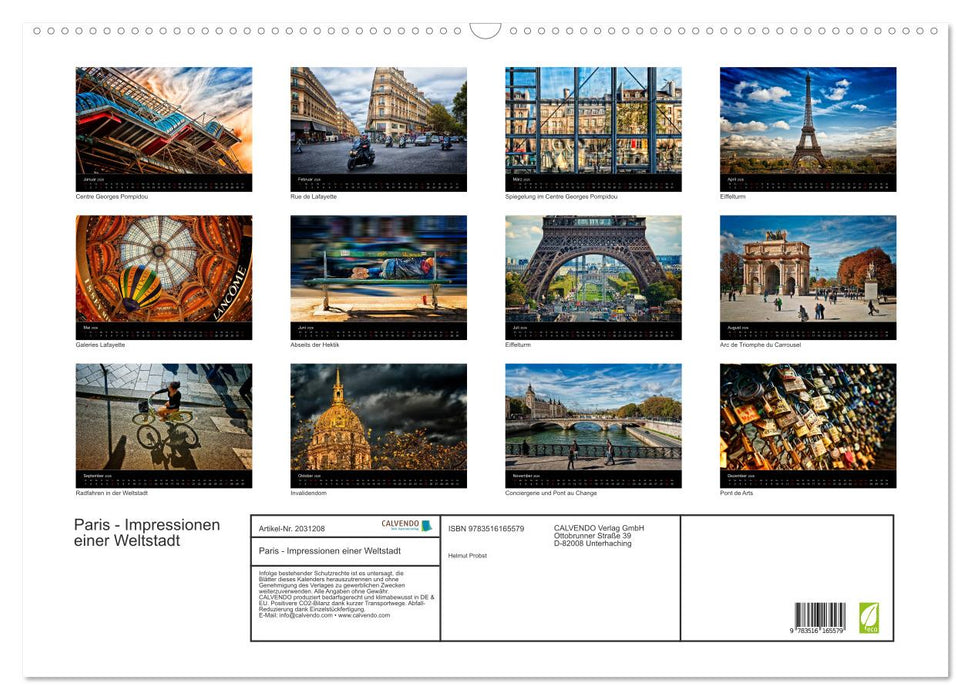 Paris - Impressionen einer Weltstadt (CALVENDO Wandkalender 2026)