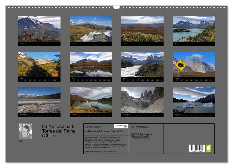 Im Nationalpark Torres del Paine (Chile) (CALVENDO Wandkalender 2026)