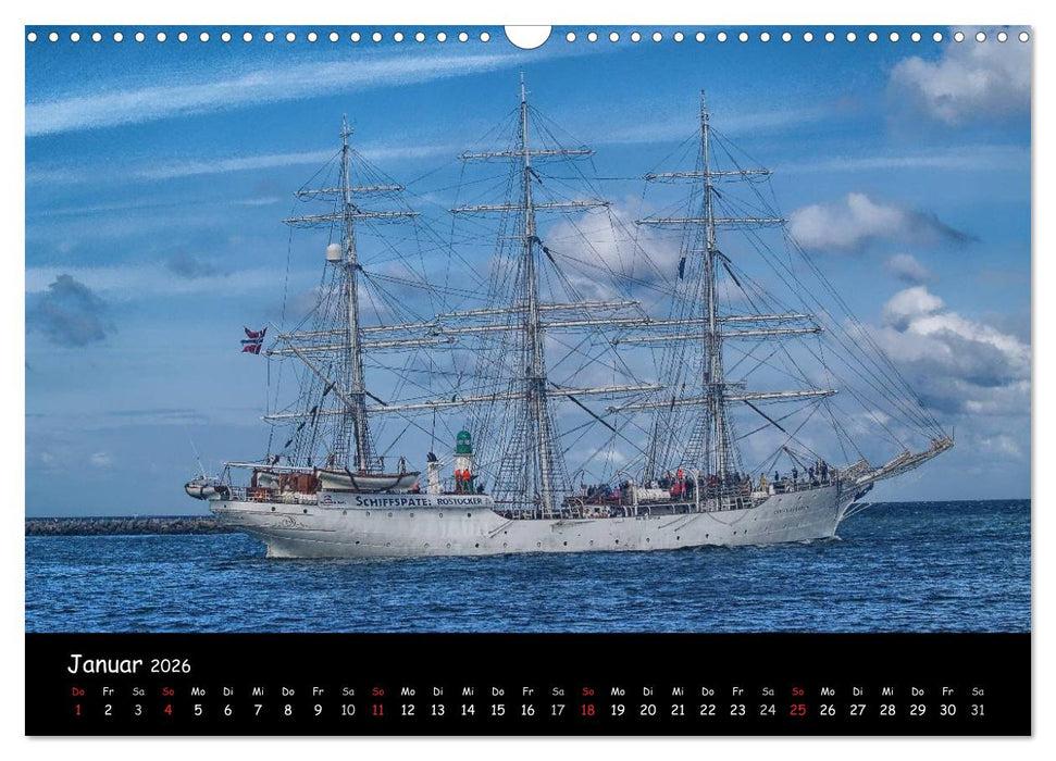 Windjammer vor Warnemünde (CALVENDO Wandkalender 2026)